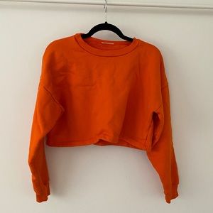 Reformation boxy crop sweatshirt orange flame size medium